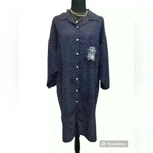 St. Michael Vintage Navy Polka Dot Shirt Pajama size 18/20